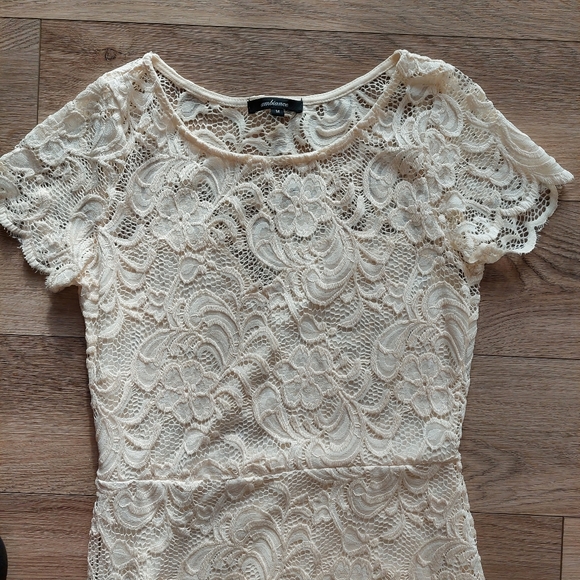 Ambiance Cream Lace Pencil Dress - Picture 3 of 7
